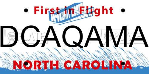 DCAQAMA North Carolina License Plate