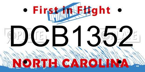 DCB1352 North Carolina License Plate
