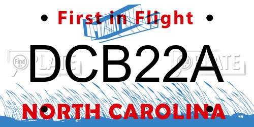 DCB22A North Carolina License Plate