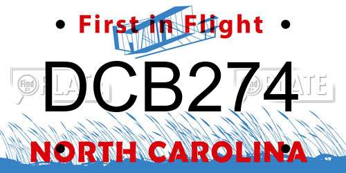 DCB274 North Carolina License Plate