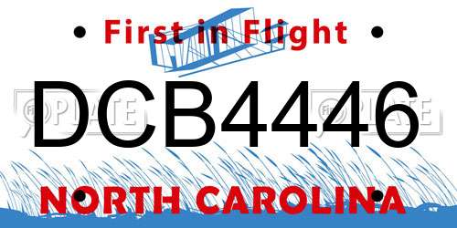 DCB4446 North Carolina License Plate