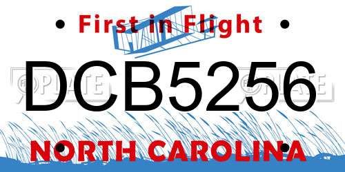 DCB5256 North Carolina License Plate