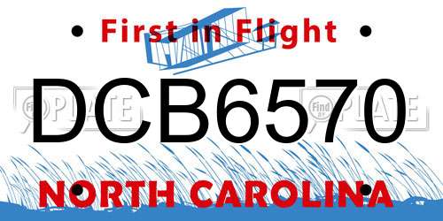 DCB6570 North Carolina License Plate