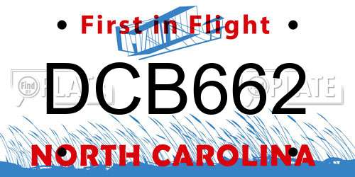 DCB662 North Carolina License Plate