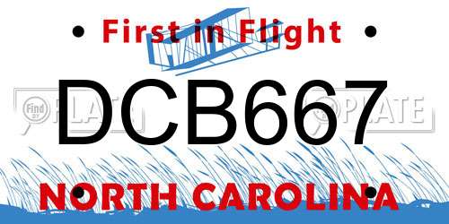 DCB667 North Carolina License Plate