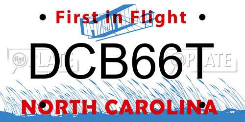 DCB66T North Carolina License Plate