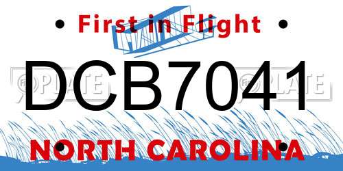 DCB7041 North Carolina License Plate