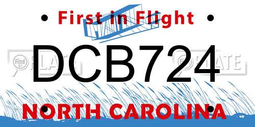 DCB724 North Carolina License Plate