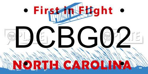 DCBG02 North Carolina License Plate