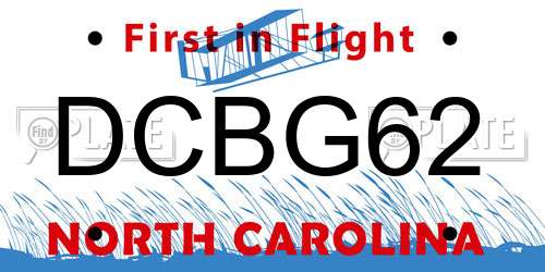 DCBG62 North Carolina License Plate