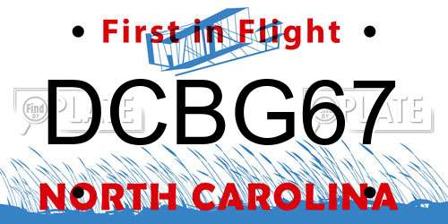 DCBG67 North Carolina License Plate