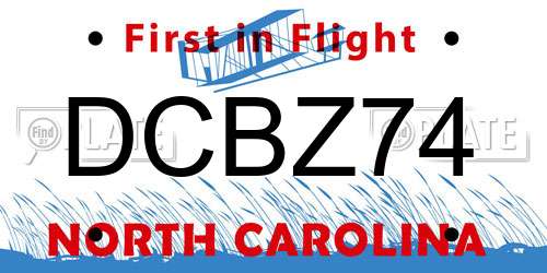 DCBZ74 North Carolina License Plate