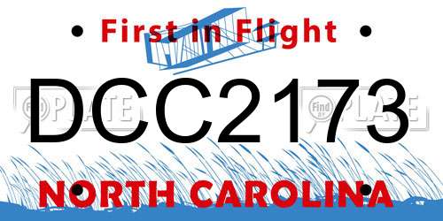 DCC2173 North Carolina License Plate