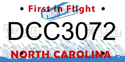 DCC3072 North Carolina License Plate