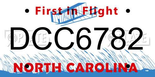 DCC6782 North Carolina License Plate
