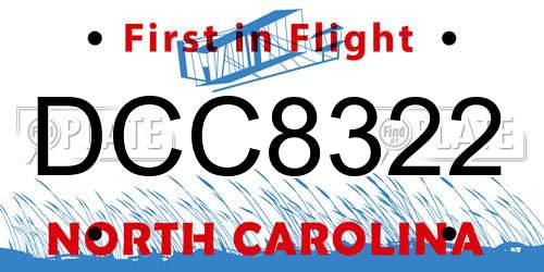DCC8322 North Carolina License Plate