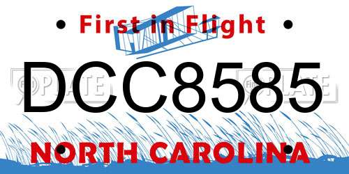 DCC8585 North Carolina License Plate