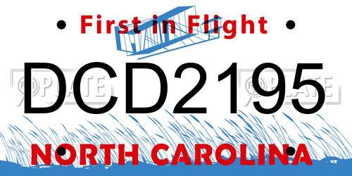 DCD2195 North Carolina License Plate