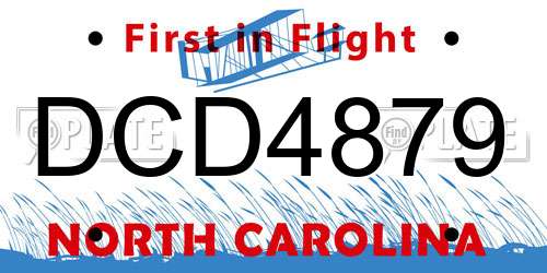 DCD4879 North Carolina License Plate