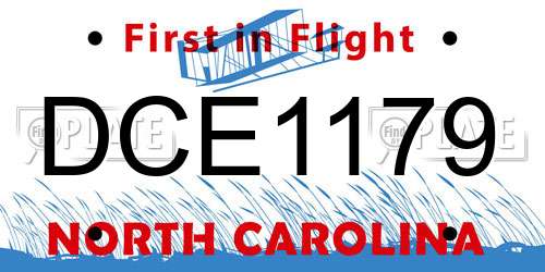 DCE1179 North Carolina License Plate