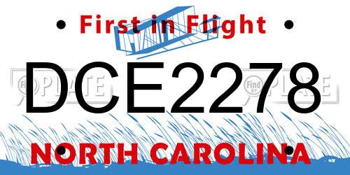 DCE2278 North Carolina License Plate
