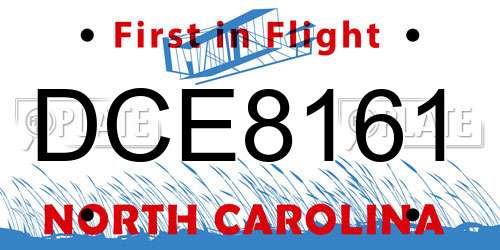 DCE8161 North Carolina License Plate