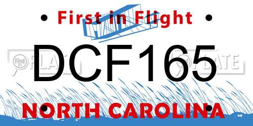 DCF165 North Carolina License Plate