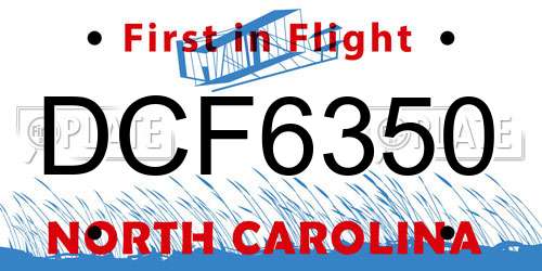 DCF6350 North Carolina License Plate