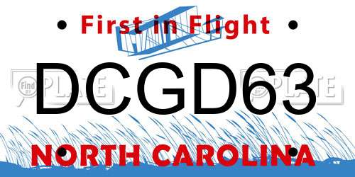 DCGD63 North Carolina License Plate