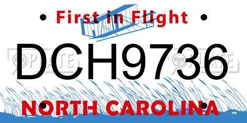 DCH9736 North Carolina License Plate