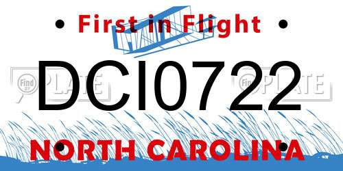 DCI0722 North Carolina License Plate
