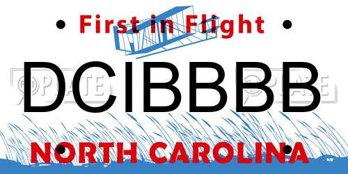 DCIBBBB North Carolina License Plate