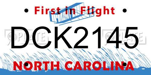 DCK2145 North Carolina License Plate