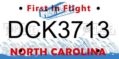 DCK3713 North Carolina License Plate