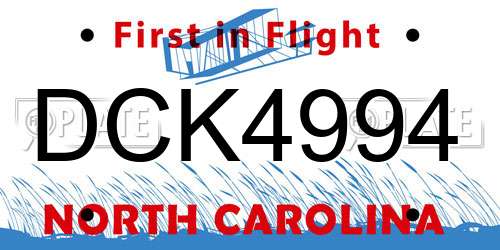 DCK4994 North Carolina License Plate