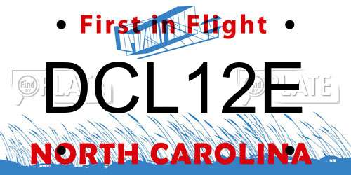 DCL12E North Carolina License Plate