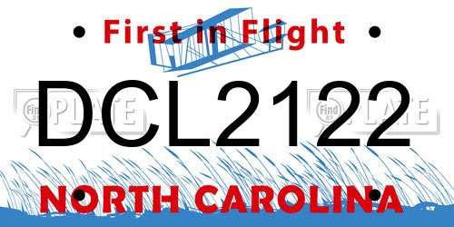 DCL2122 North Carolina License Plate