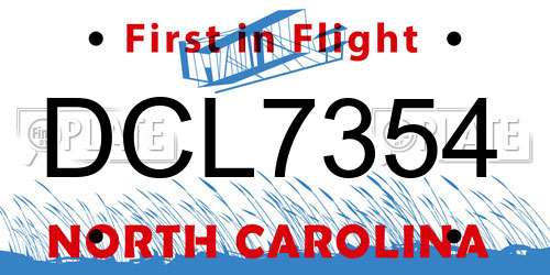 DCL7354 North Carolina License Plate