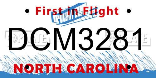 DCM3281 North Carolina License Plate
