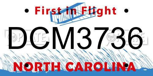 DCM3736 North Carolina License Plate