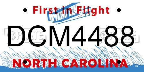 DCM4488 North Carolina License Plate
