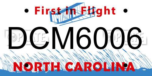 DCM6006 North Carolina License Plate