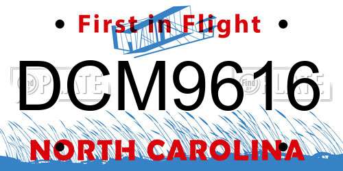 DCM9616 North Carolina License Plate