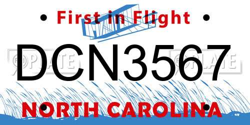 DCN3567 North Carolina License Plate