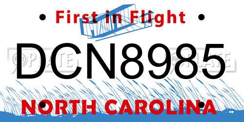 DCN8985 North Carolina License Plate