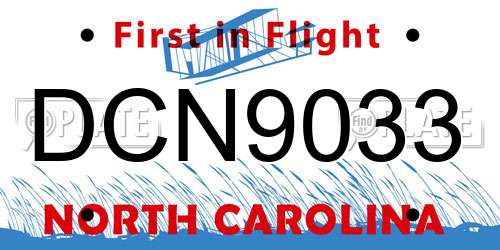 DCN9033 North Carolina License Plate