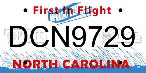 DCN9729 North Carolina License Plate
