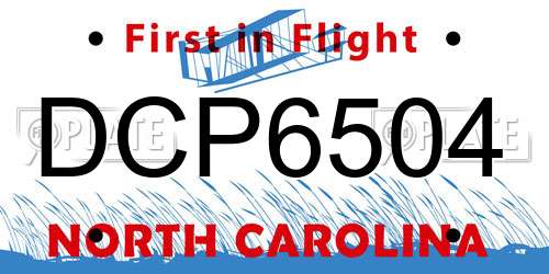 DCP6504 North Carolina License Plate