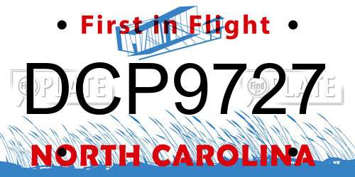 DCP9727 North Carolina License Plate