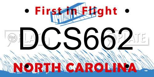 DCS662 North Carolina License Plate